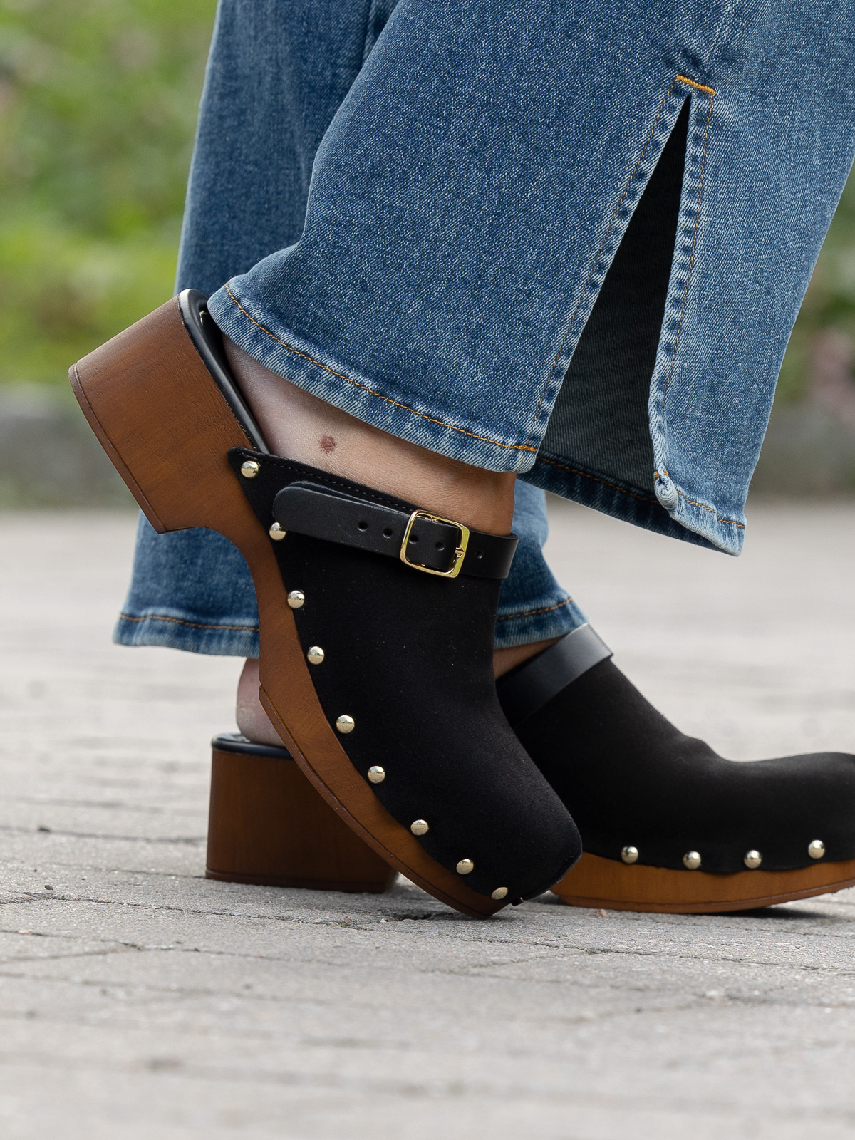 Clogs Suede Leather Black