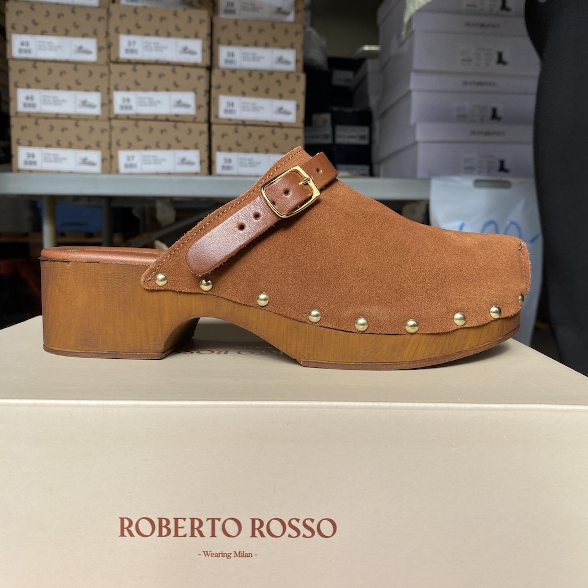 Clogs Suede Leather Brown