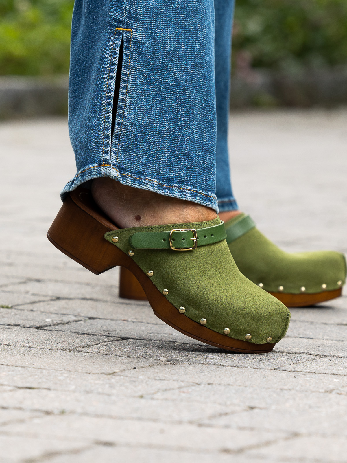 Clogs Suede Leather Green